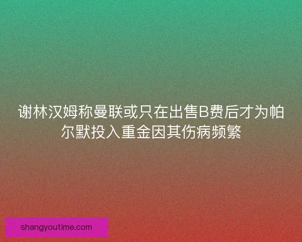 谢林汉姆称曼联或只在出售B费后才为帕尔默投入重金因其伤病频繁 谢林汉姆称曼联或只在出售B费后才为帕尔默投入重金因其伤病频繁