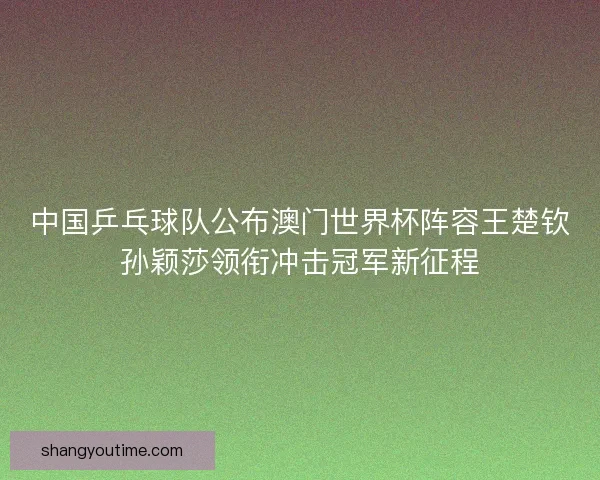 中国乒乓球队公布澳门世界杯阵容王楚钦孙颖莎领衔冲击冠军新征程 中国乒乓球队公布澳门世界杯阵容王楚钦孙颖莎领衔冲击冠军新征程