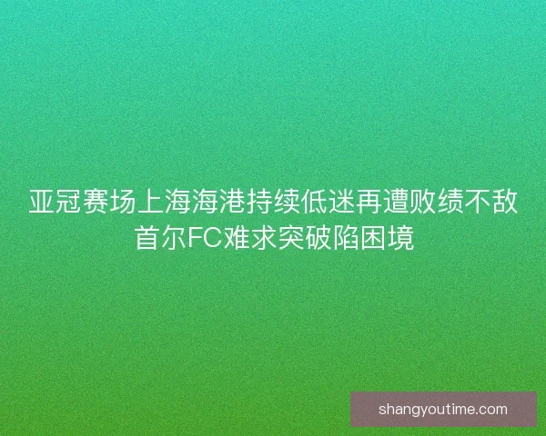 亚冠赛场上海海港持续低迷再遭败绩不敌首尔FC难求突破陷困境 亚冠赛场上海海港持续低迷再遭败绩不敌首尔FC难求突破陷困境